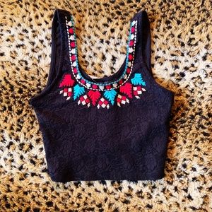 Topshop Black Lace Crop top